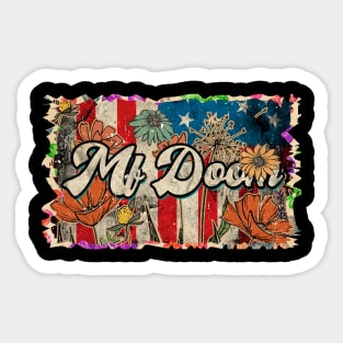 Lovely Retro Mf Doom Pattern 80s 90s Birthday Flowers Style Sticker